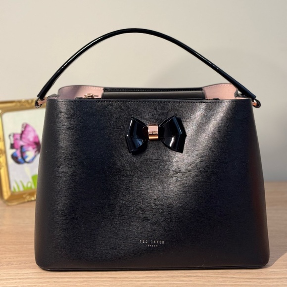 Ted Baker Handbags - Ted Baker Black Satchel with Patent Bow Accent Bag
